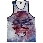 White Glitch Skull Tank Top