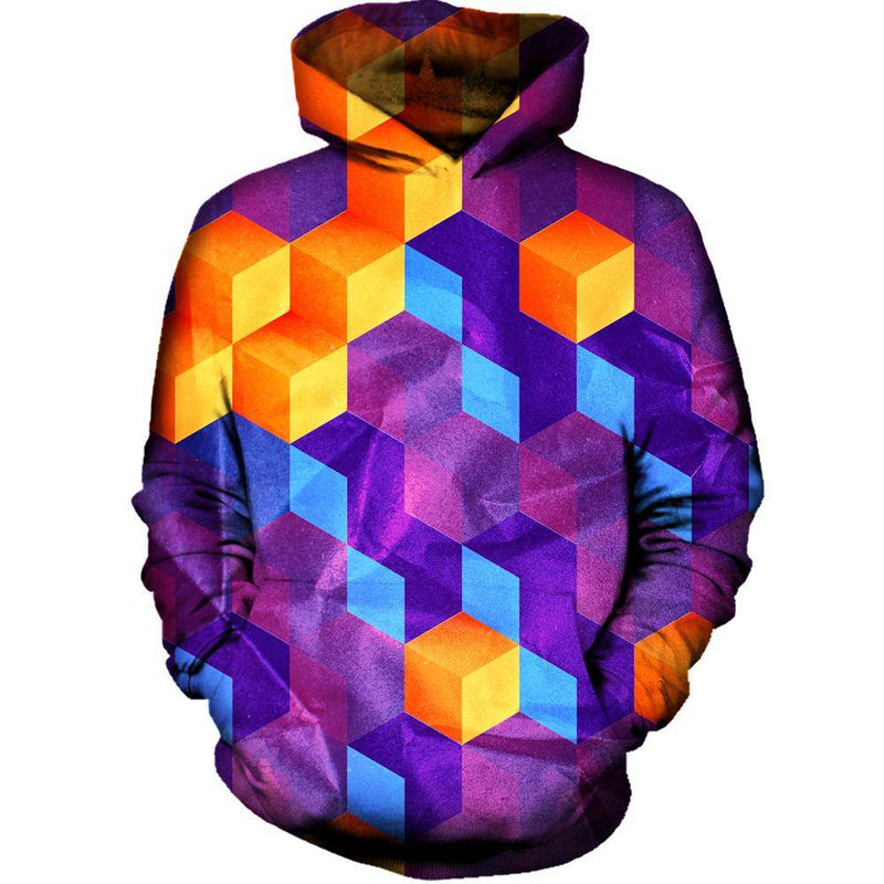Cubed Purple Womens Hoodie