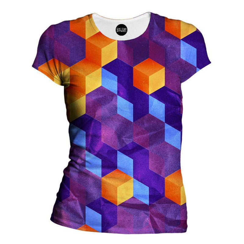 Cubed Purple Womens T-Shirt