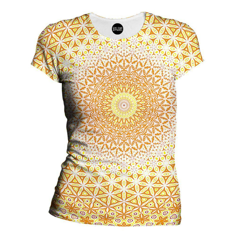Abstract Flower Yellow Womens T-Shirt