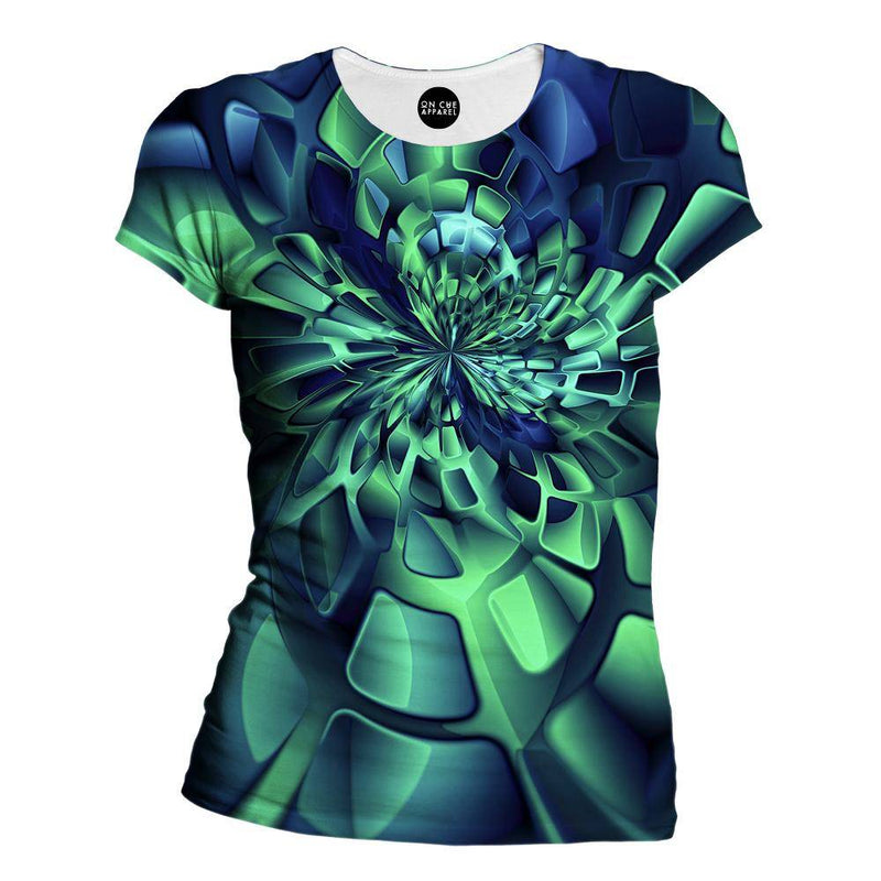 Green Fractal Womens T-Shirt