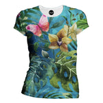 Pink Butterfly Womens T-Shirt
