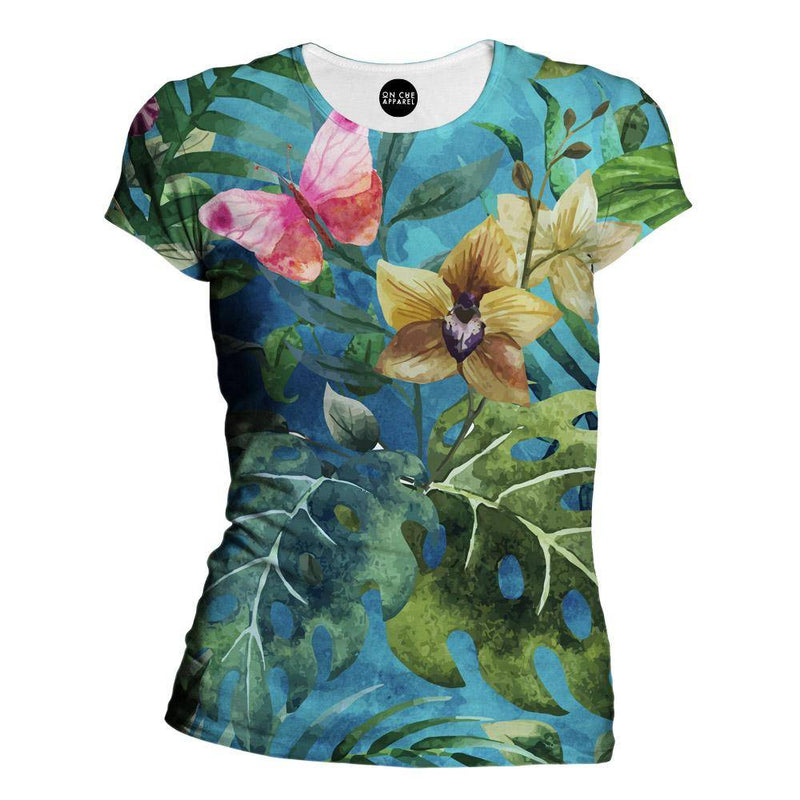 Pink Butterfly Womens T-Shirt