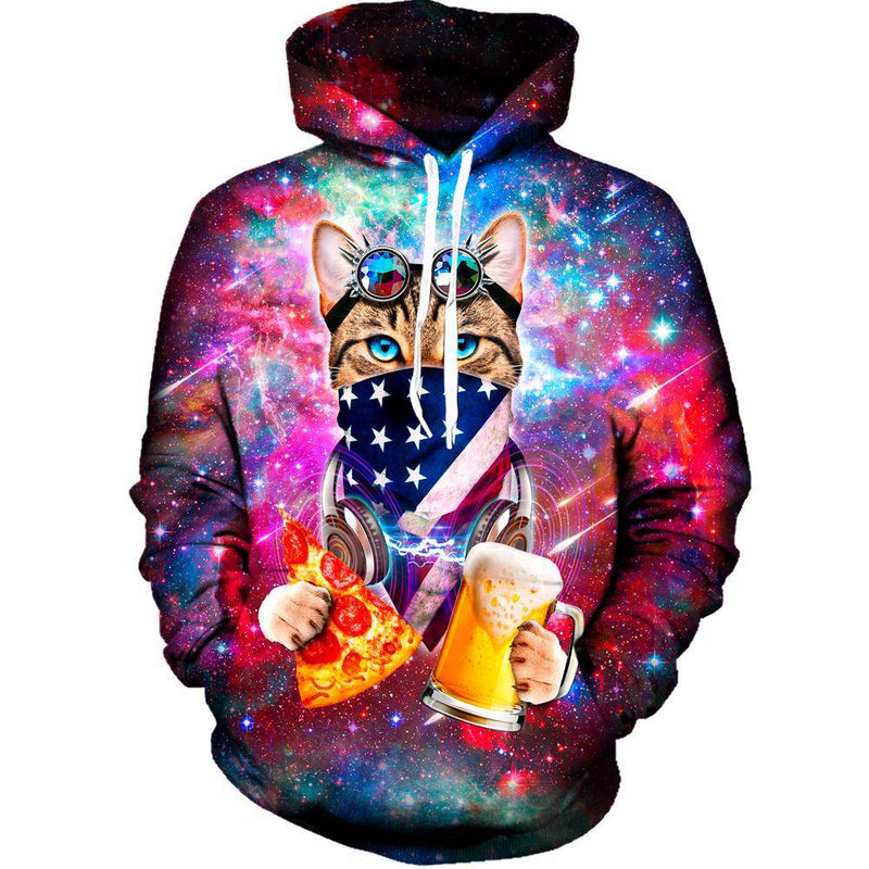 USA Rave Cat Womens Hoodie