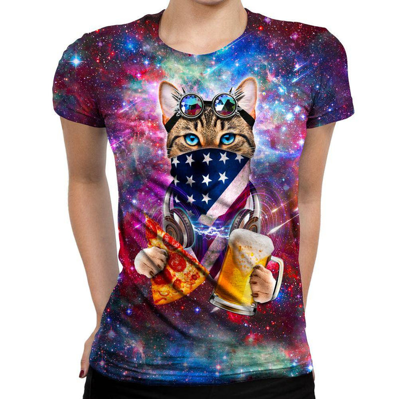 Rave Cat Womens T-Shirt