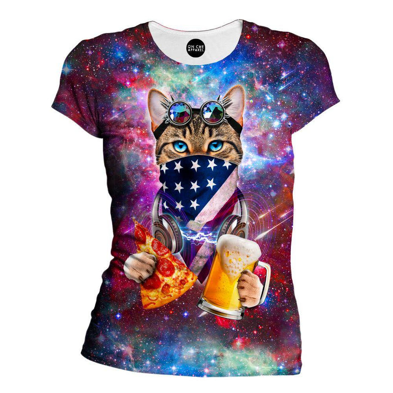 USA Rave Cat Womens T-Shirt