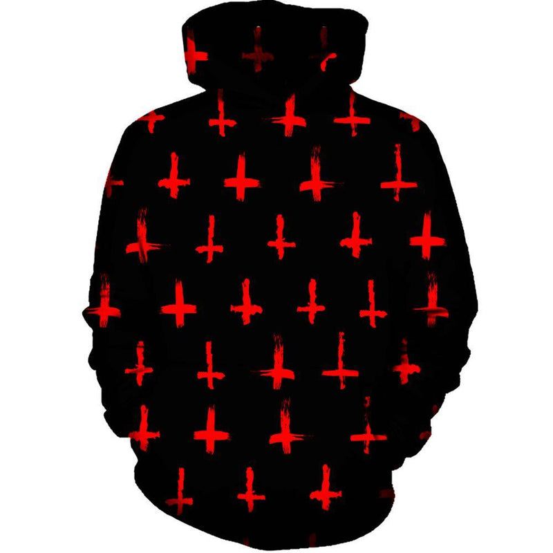 Devilish Red Cross Womens Hoodie