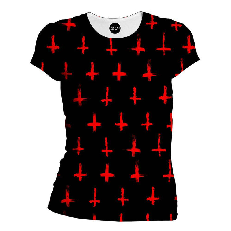 Devilish Red Cross Womens T-Shirt