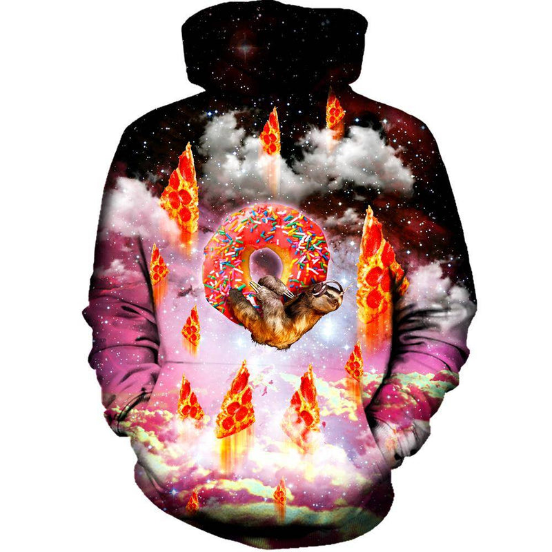 Donut Loving Sloth Womens Hoodie