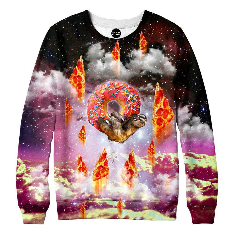 Donut Loving Sloth Womens Sweatshirt