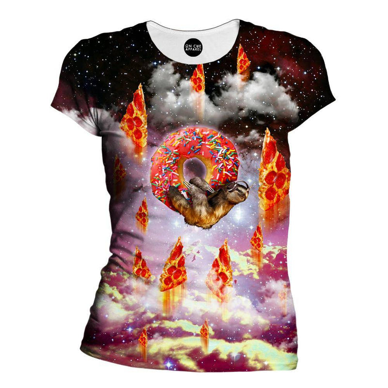 Donut Loving Sloth Womens T-Shirt