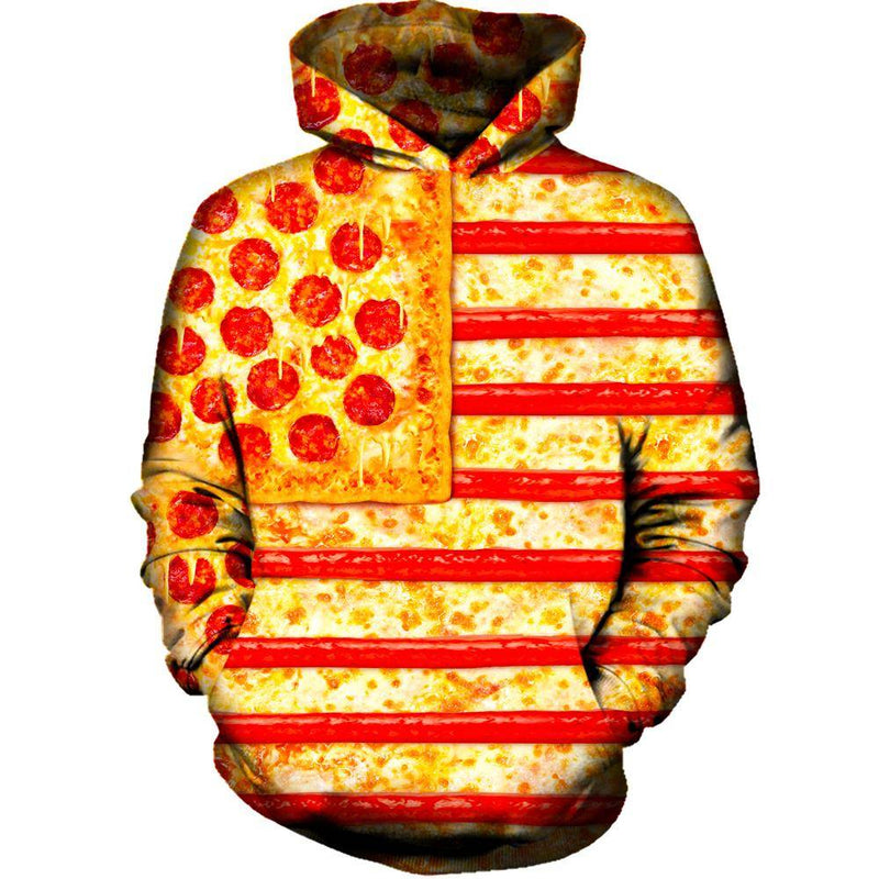 United States Flag Pizza Womens Hoodie