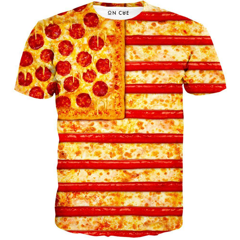 United States Flag Pizza T-Shirt
