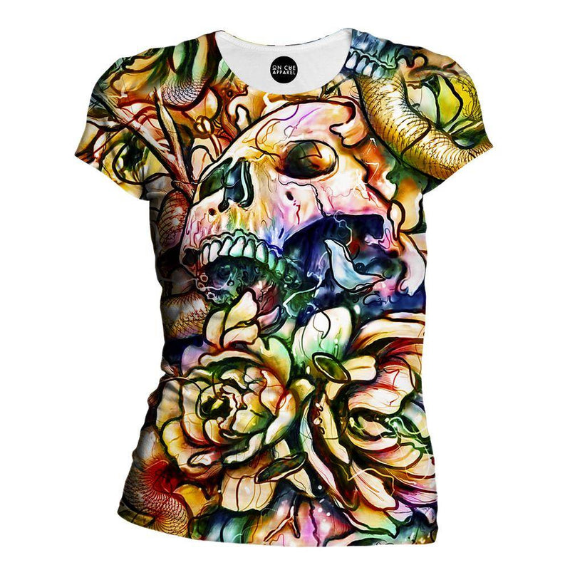 Floral Skull Womens T-Shirt