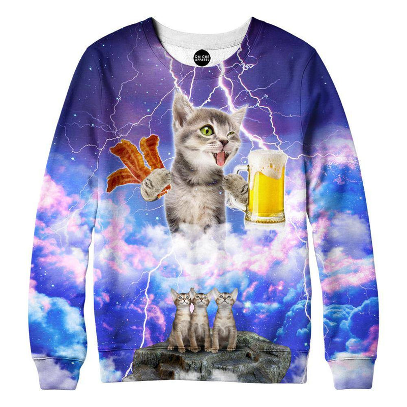 Kitties Love Beer And Bacon Womens Sweatshirt