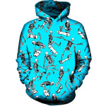Skateboarding Skulls Blue Womens Hoodie