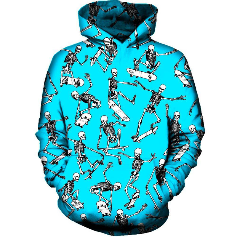 Skateboarding Skulls Blue Womens Hoodie