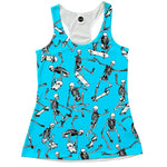 Skateboarding Skulls Blue Racerback