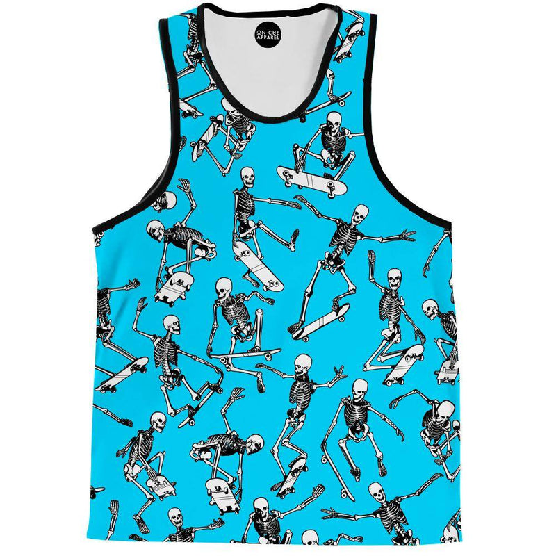 Skateboarding Skulls Blue Tank Top