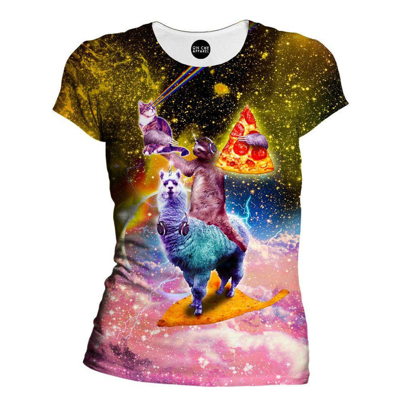 Llama And Sloths Epic Adventure Womens T-Shirt