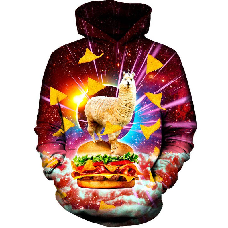 Llama Burger Womens Hoodie