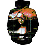 Mona Lisa Colored Glitch Womens Hoodie