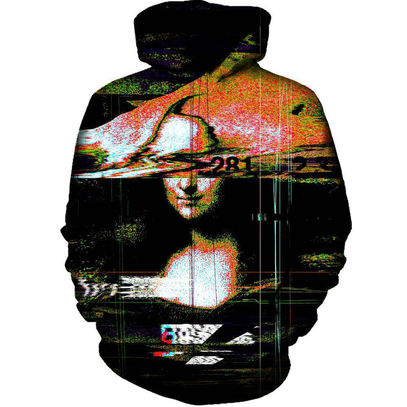 Mona Lisa Colored Glitch Womens Hoodie