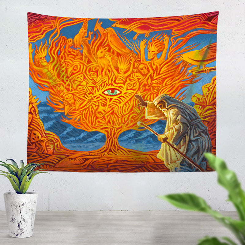 Moses And The Burning Bush Tapestry