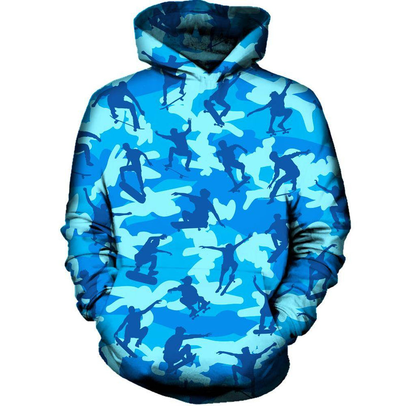 Skater Camo Blue Womens Hoodie