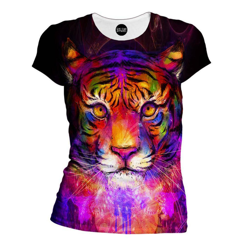 Psychedelic Tiger Womens T-Shirt